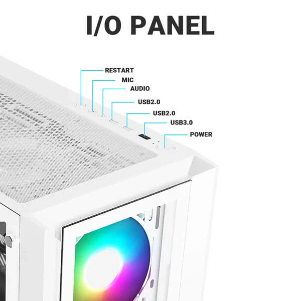 ANT ESPORTS ICE-170 TG ATX Mid Tower Cabinet (White) - 6