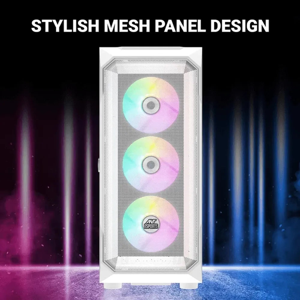 ANT ESPORTS ICE-410 TG Mesh ARGB EATX Mid Tower Cabinet (White) - 4