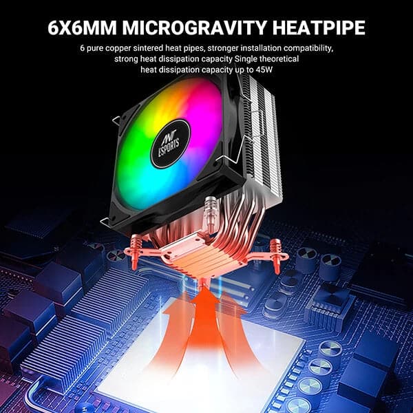 ANT ESPORTS ICE-C612 V2 ARGB 120mm Single Tower CPU Air Cooler (Black) - 5