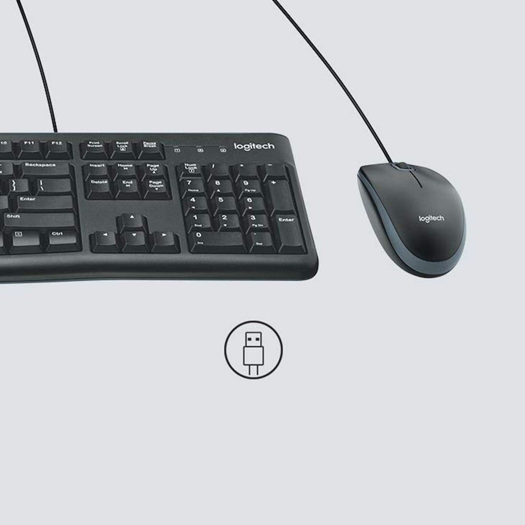 LOGITECH MK120 WIRED USB KEYBOARD AND MOUSE COMBO – TechCure India