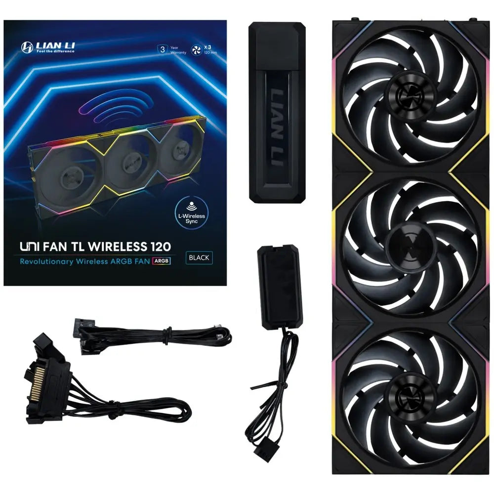 Lian Li UNI FAN TL 3x 120mm Wireless Fan Kit Black (12TL1W3B) – TechCure India