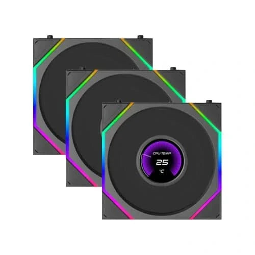 LIAN LI UNI FAN TL LCD FLEX 120mm ARGB Case Fan 3-Pack – Black – TechCure India