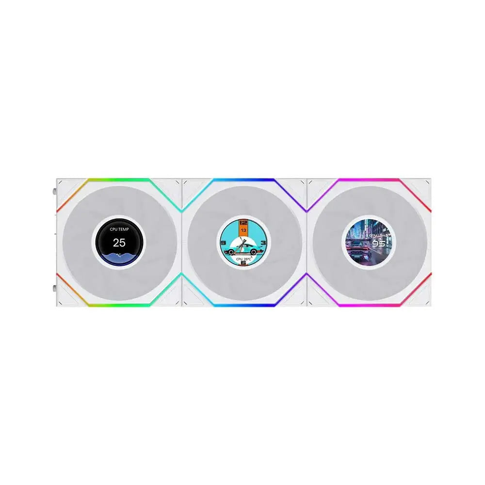 Lian Li Uni Fan TL LCD Flex 120mm Reverse Blade Cabinet Fan 3 Pack White (G9F-12RTLLCD1F3W-IN) – TechCure India
