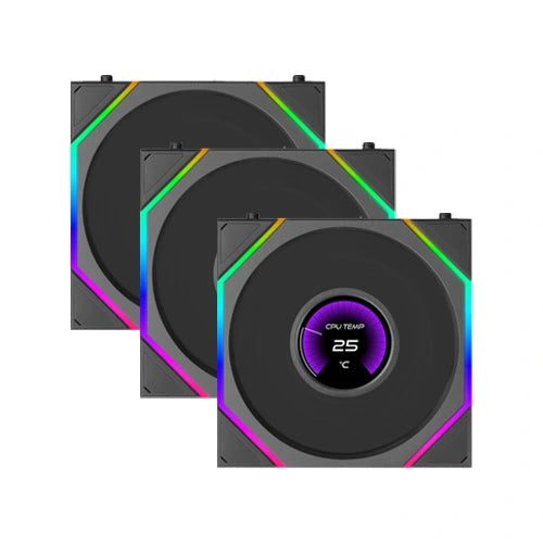Lian Li UNI Fan TL LCD Flex Wireless ARGB 120mm Triple Pack Cabinet Fan