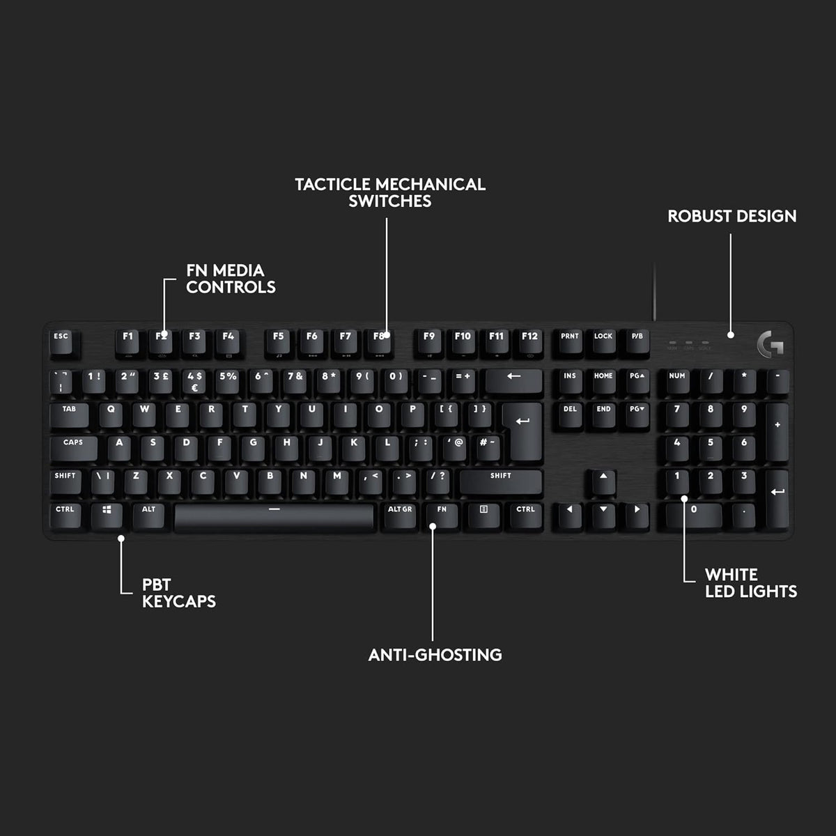 LOGITECH G413 SE FULL-SIZE MECHANICAL GAMING WIRED KEYBOARD – TechCure India