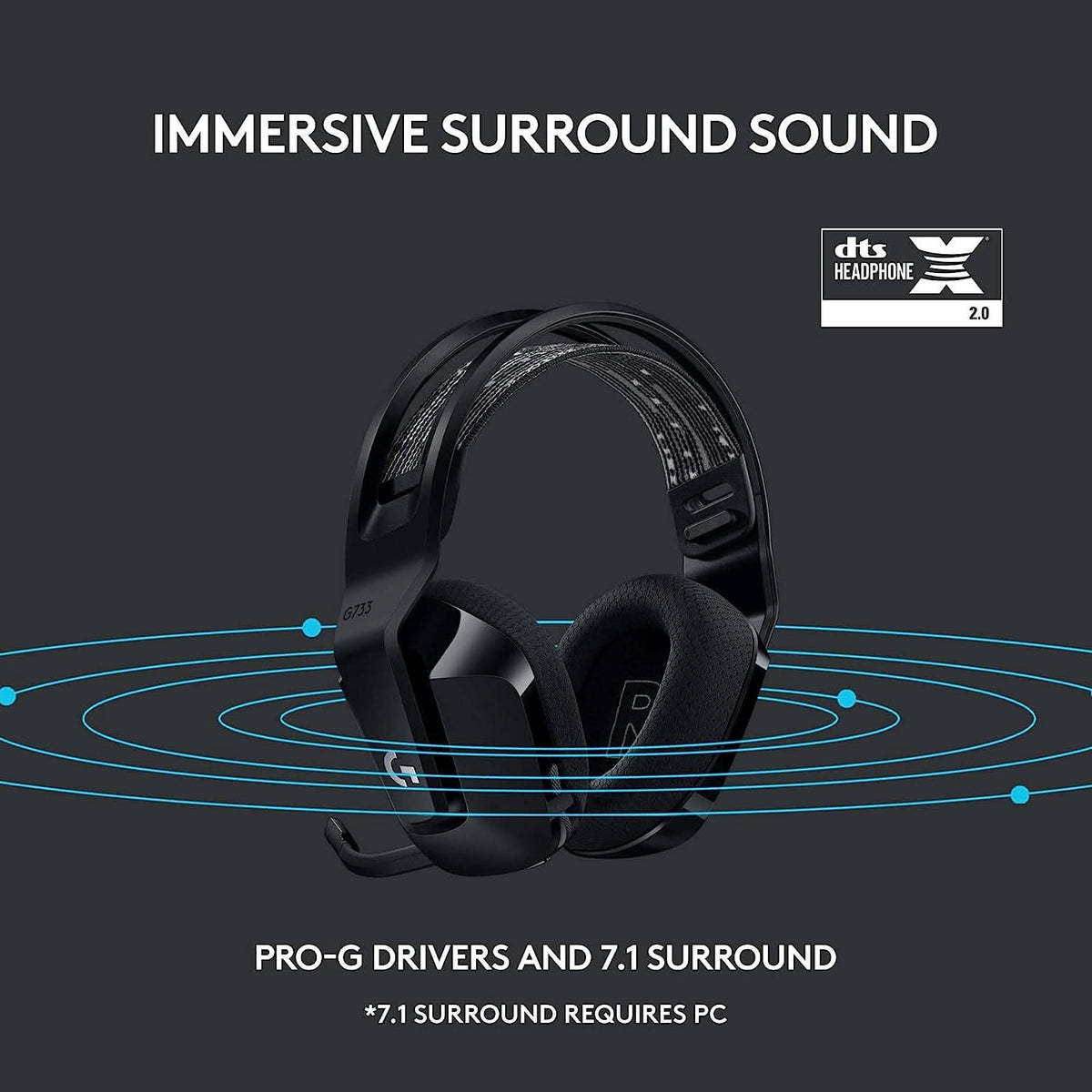 LOGITECH G733 RGB WIRELESS GAMING HEADPHONE BLACK – TechCure India