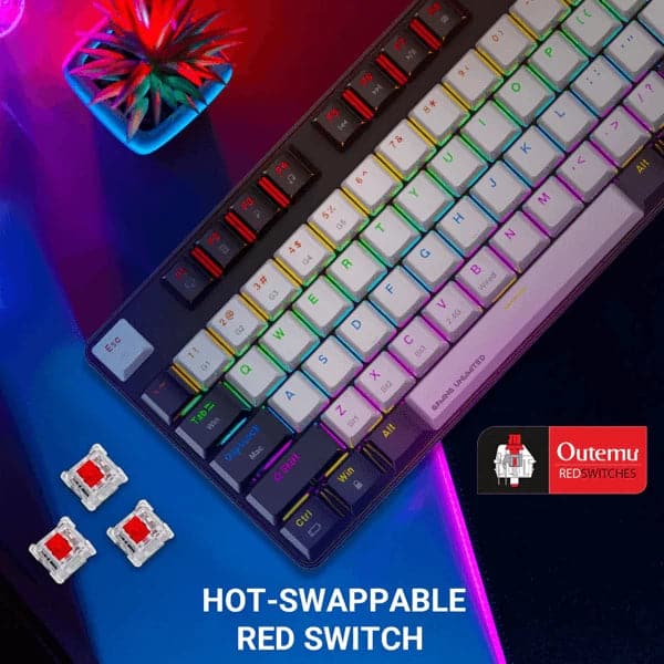 ANT ESPORTS MK 4500 Pro TKL Mechanical Wireless Gaming Keyboard (Black) (Red Switch) ( Linear Switch) (MK4500 PRO) - 4