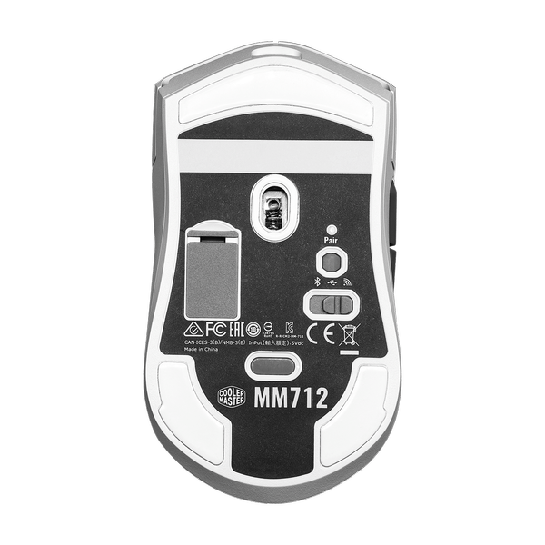 COOLER MASTER MM712 Wireless + Bluetooth Ambidextrous Gaming Mouse ( MM-712-WWOH1 ) ( 19000DPI / 6 Macro Buttons ) ( White ) - 5