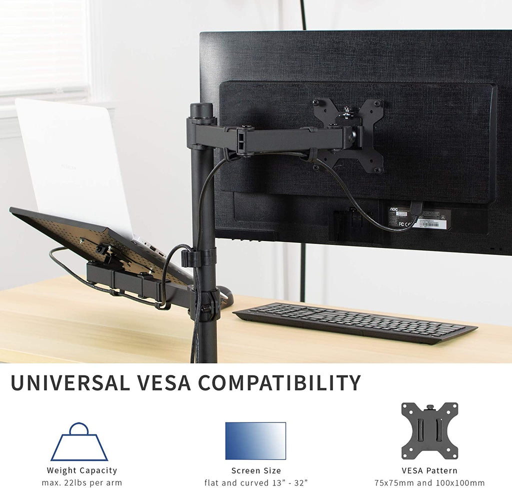 Monitor Stand With Laptop Holder – Monitor Arm With Laptop Tray Arm (for 13–32″ Monitors and 10–17″ Laptops – 8 kg capacity Per Arm — image 10