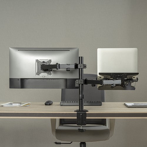 Monitor Stand With Laptop Holder – Monitor Arm With Laptop Tray Arm (for 13–32″ Monitors and 10–17″ Laptops – 8 kg capacity Per Arm — image 2