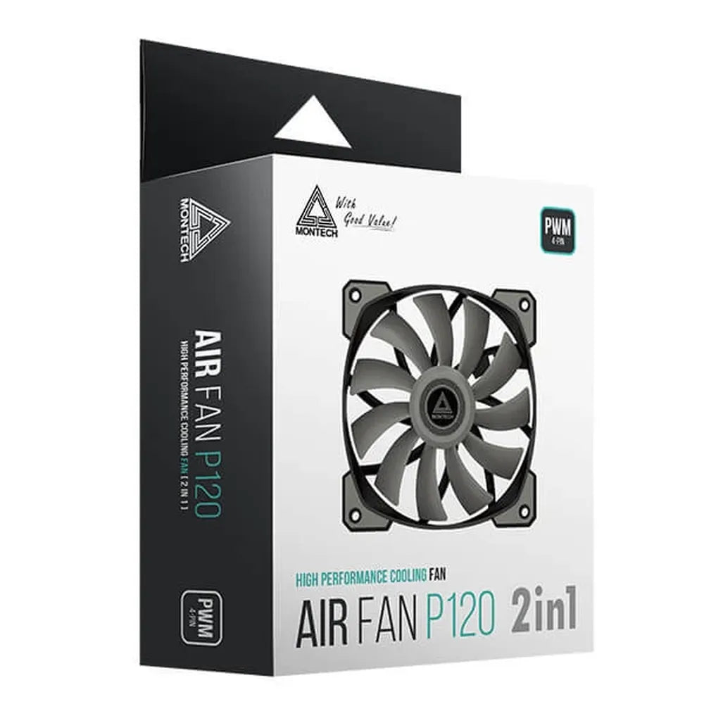 MONTECH Air Fan P120 120mm Cabinet Fan (Black) (Dual Pack) – TechCure India