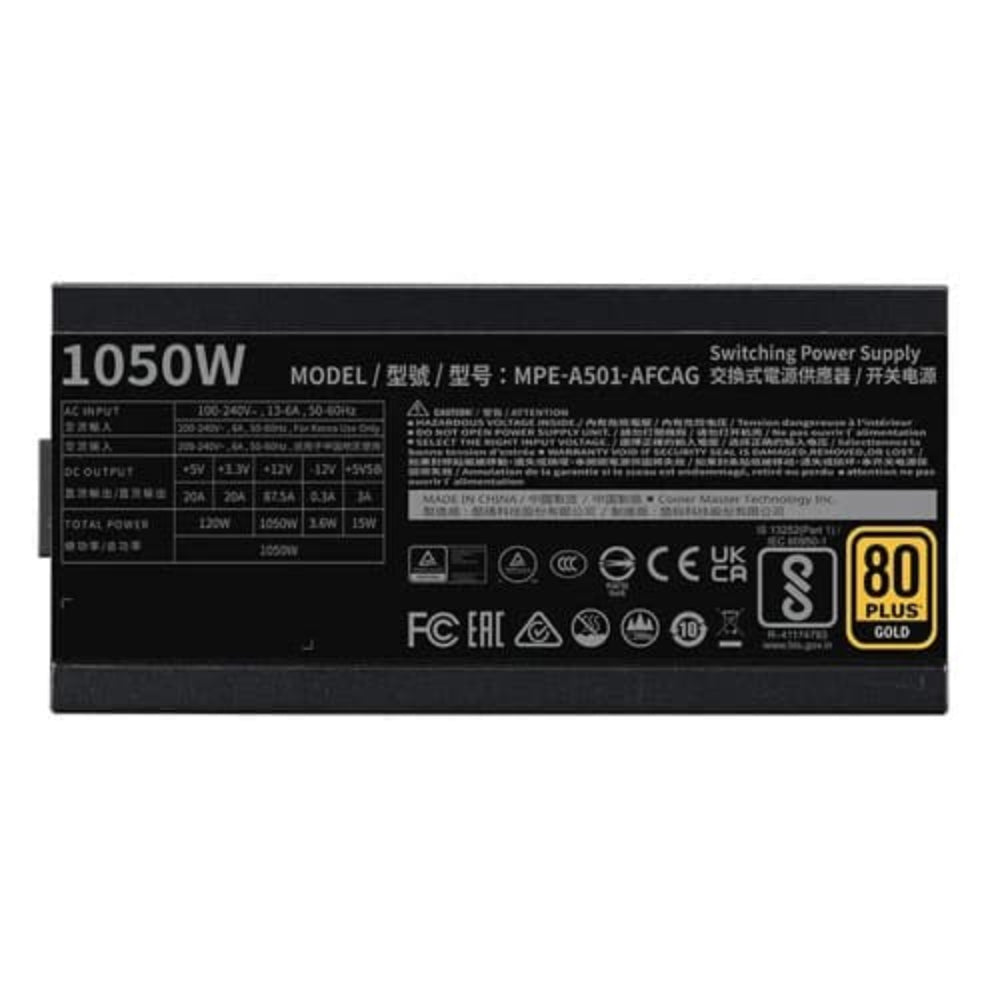 COOLER MASTER MWE 1050W V2 80+ Gold Fully Modular ATX 3.1 Power Supply - 3