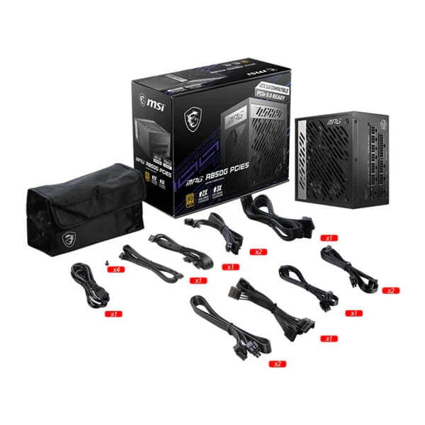MSI MPG A850G PCIE5 850W 80 + Gold Fully Modular ATX 3.0 Power Supply - 5