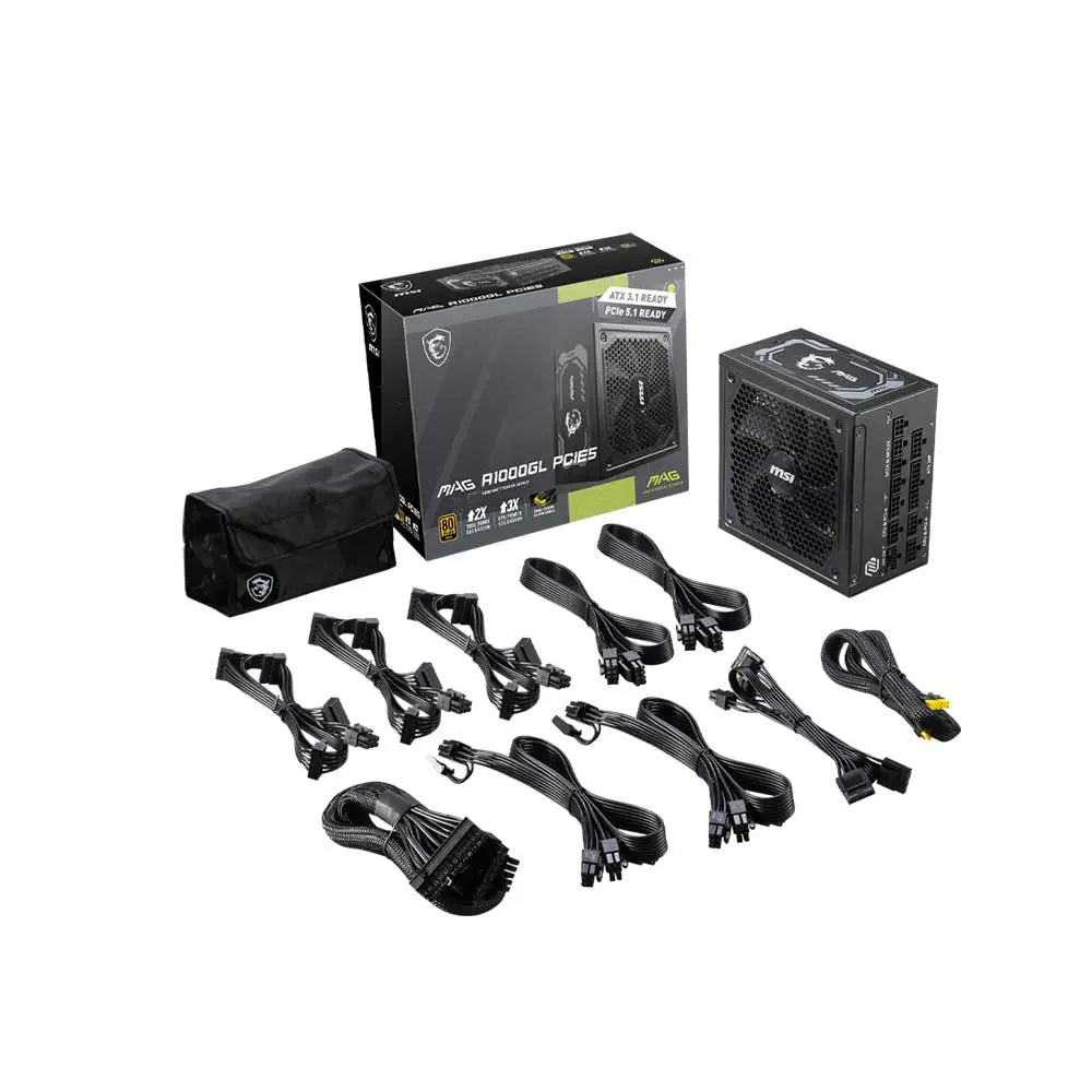MSI MAG A1000GL 1000 Watt PCIe5 ATX 3.1 Power Supply – TechCure India