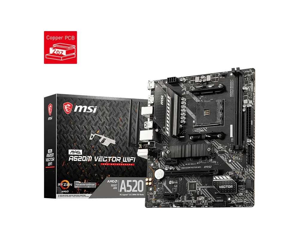MSI MAG A520M Vector WiFi AM4 Micro ATX Motherboard – TechCure India