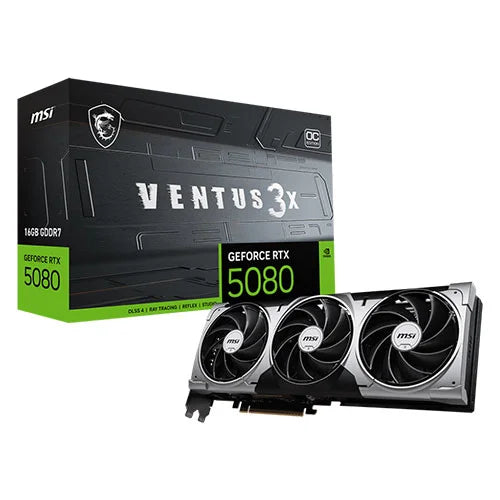MSI RTX 5080 Ventus 3X OC 16GB GDDR7 Graphics Card – Model G5080-16V3C – TechCure India