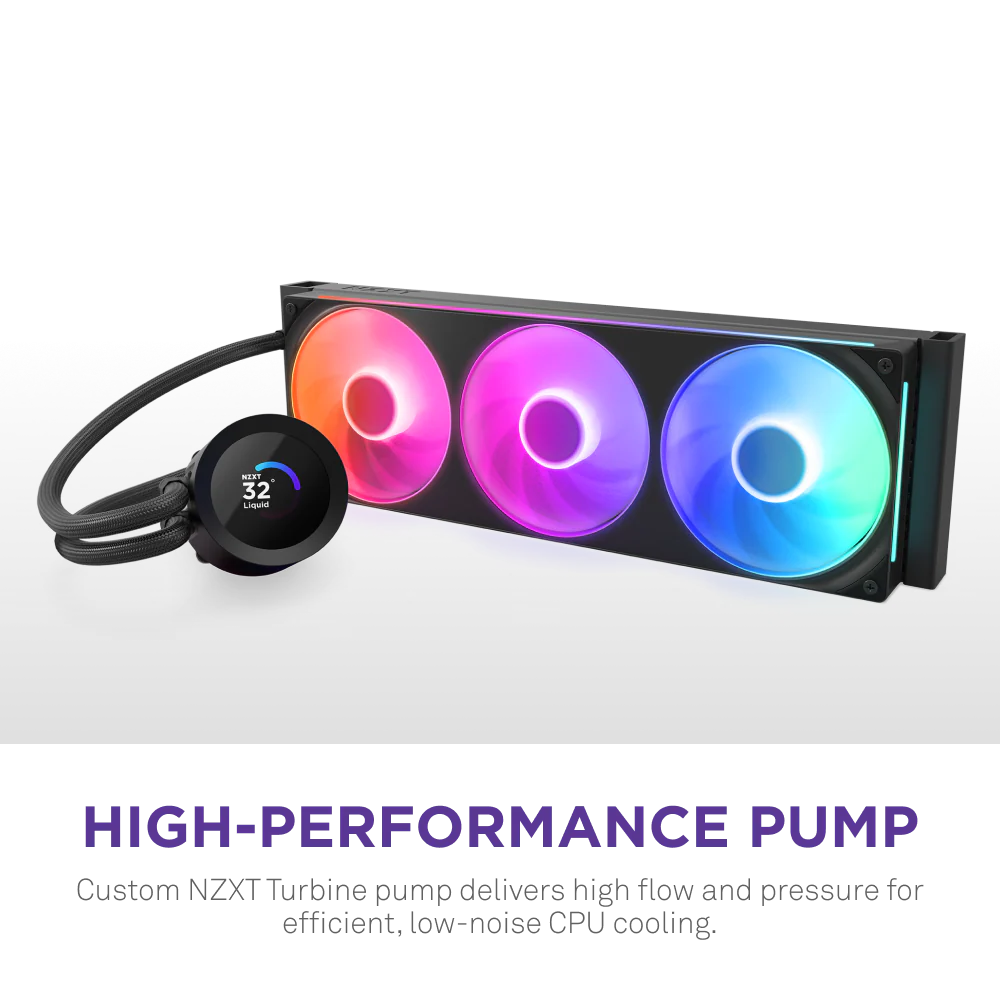 NZXT Kraken Plus 360 RGB 360mm AIO Liquid Cooler With 1.54″ LCD Black (RL-KR360-B2) – TechCure India