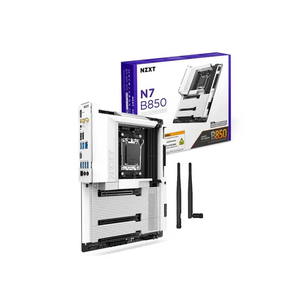 NZXT N7 B850 AM5 ATX Gaming WiFi Motherboard White (N7-B85XT-W1) – TechCure India