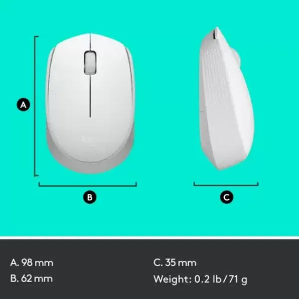 LOGITECH M171 Wireless Ambidextrous Gaming Mouse ( 1000DPI / 3 Macro Buttons ) ( Off-White ) - 3