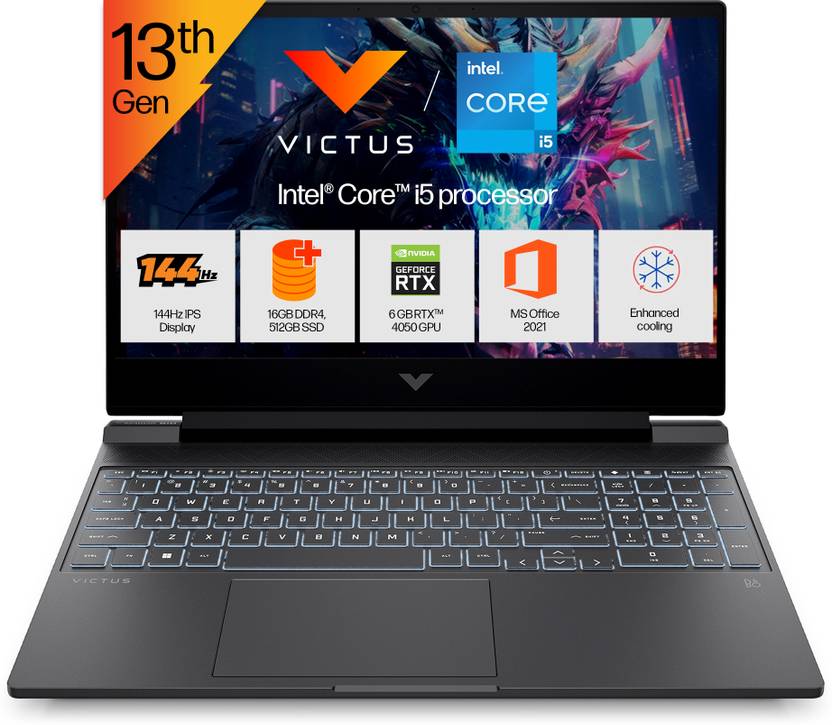 HP VICTUS INTEL CORE I5 13TH GEN 13420H - (16 GB/512 GB SSD/WINDOWS 11 HOME/6 GB GRAPHICS/NVIDIA GEFORCE RTX 4050/144 HZ) 15-FA2381TX GAMING LAPTOP – TechCure India