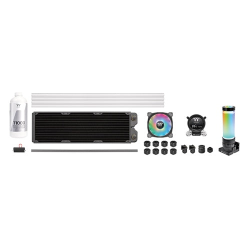 THERMALTAKE PACIFIC CLM360 ULTRA HARD TUBE KIT/MX2 WATER BLOCK/COPPER RADIATOR CLM360/ DUO 120 FAN*3/TRANSPARENT COOLANT – TechCure India