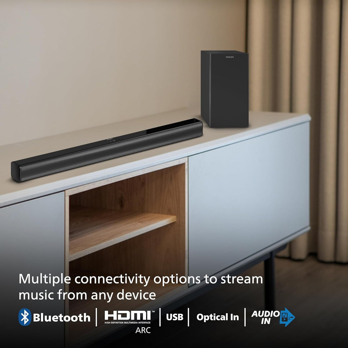 PHILIPS TAB4329 SOUNDBAR 2.1 – Model TAB4329/94 – TechCure India