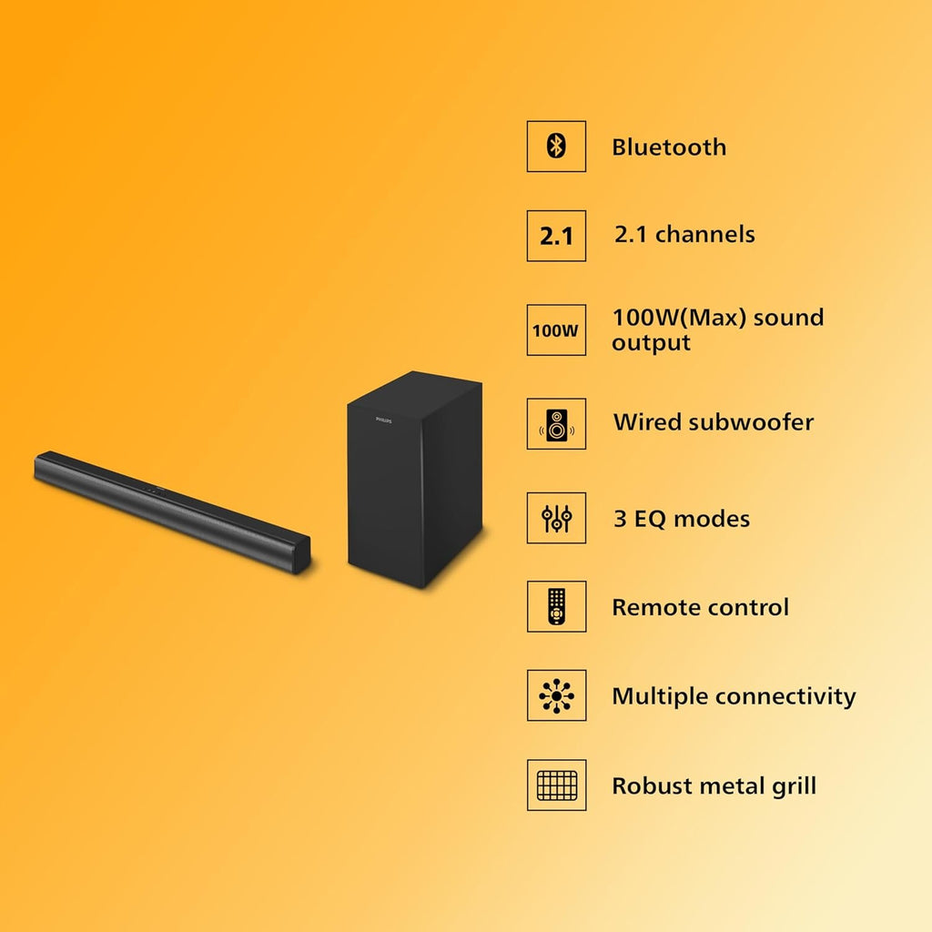 PHILIPS TAB4329 SOUNDBAR 2.1 – Model TAB4329/94 – TechCure India