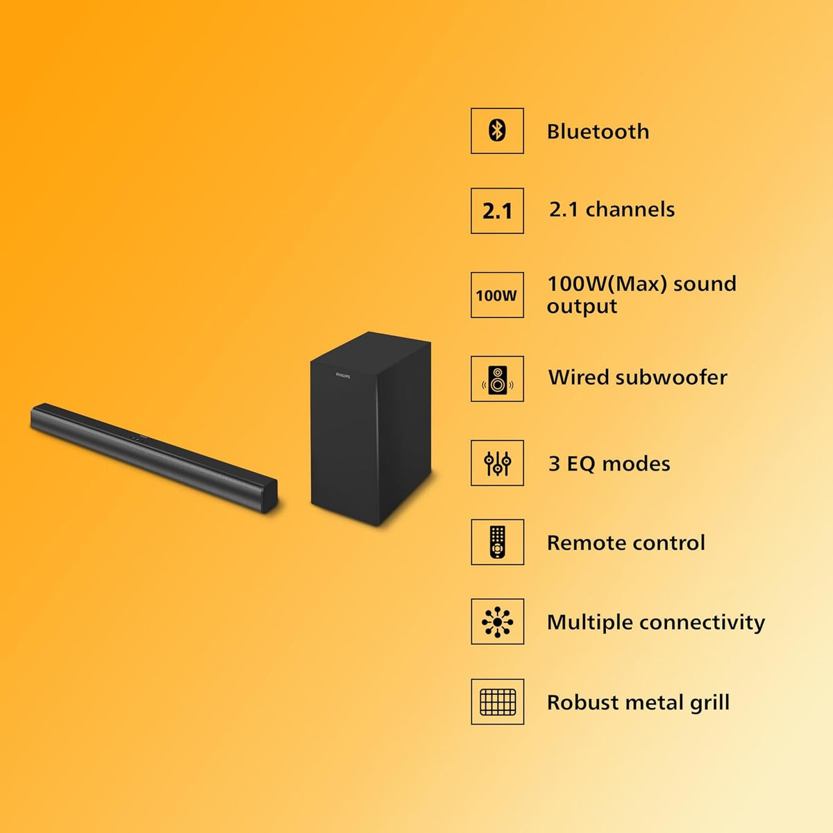 PHILIPS TAB4329 SOUNDBAR 2.1 – Model TAB4329/94 – TechCure India