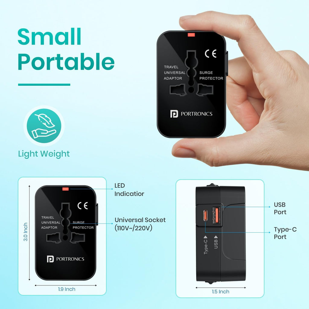 Portronics Juicemate Universal Travel Adapter Black – TechCure India