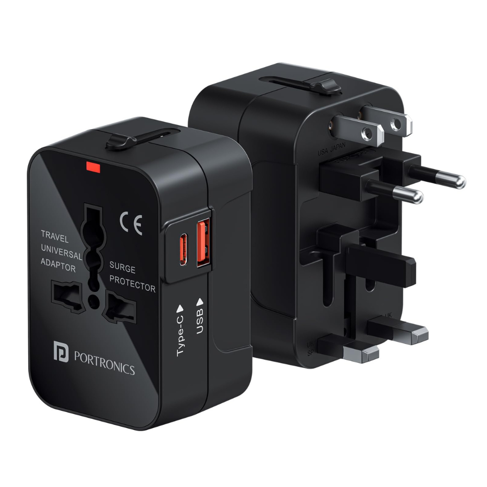 Portronics Juicemate Universal Travel Adapter Black – TechCure India