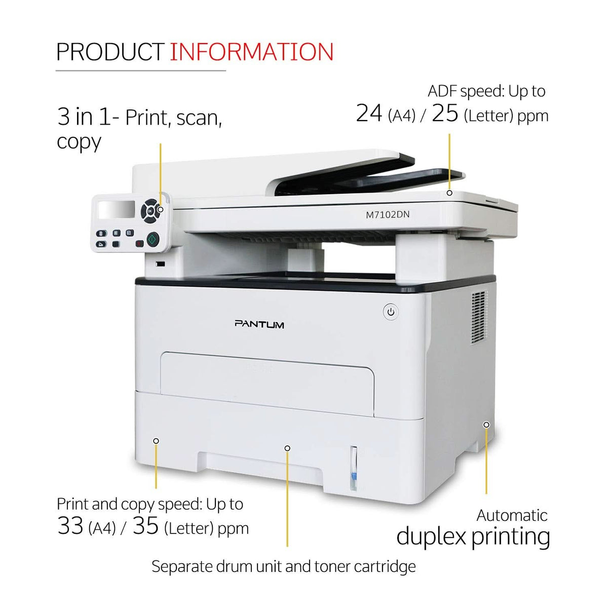 PANTUM M7102DN MULTIFUNCTION PRINTER – TechCure India