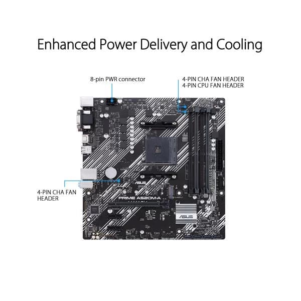 ASUS Prime A520M-A DDR4 AMD Motherboard - 2