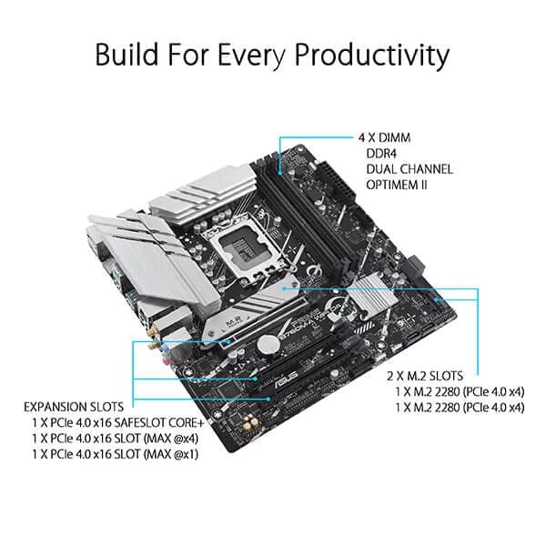 ASUS Prime B760M-A Wifi DDR4 Intel Motherboard - 3