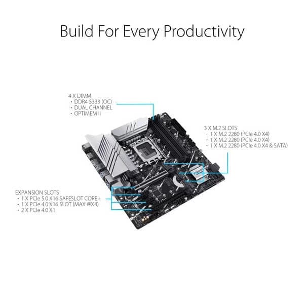 ASUS Prime Z790M-Plus DDR4 Intel Motherboard - 3