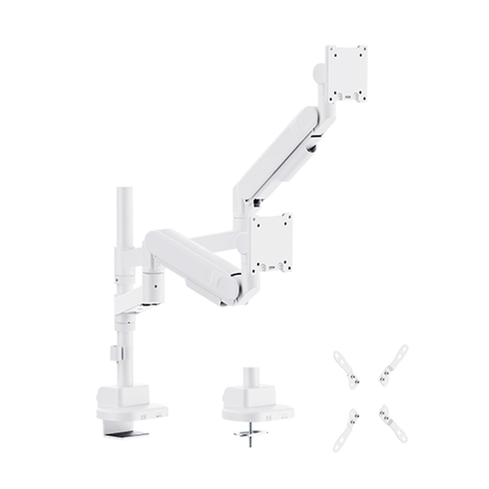 Pro Motion Arm G57.2 dual monitor arm in white - TechCure India