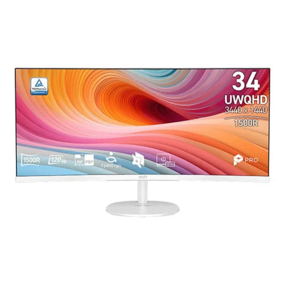 MSI PRO MP341CQW E12 34 Inch 2K UWQHD 120Hz VA Panel 114% SRGB 1MS Adaptive Sync Curved Business Monitor ( White ) – TechCure India