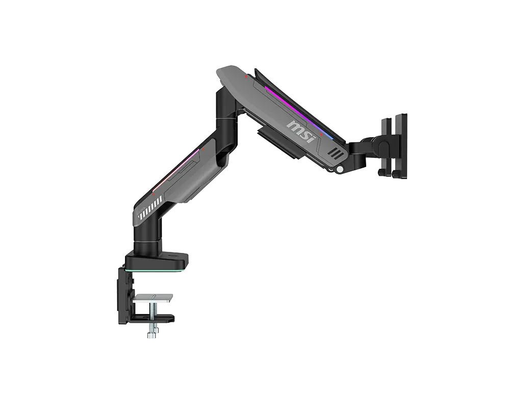 MSI MPG MT201DRG Dual Monitor Arm, Gas Spring, 35 Inch, Up to 20kg per Screen, VESA 75x75/100x100, RGB, Black – TechCure India