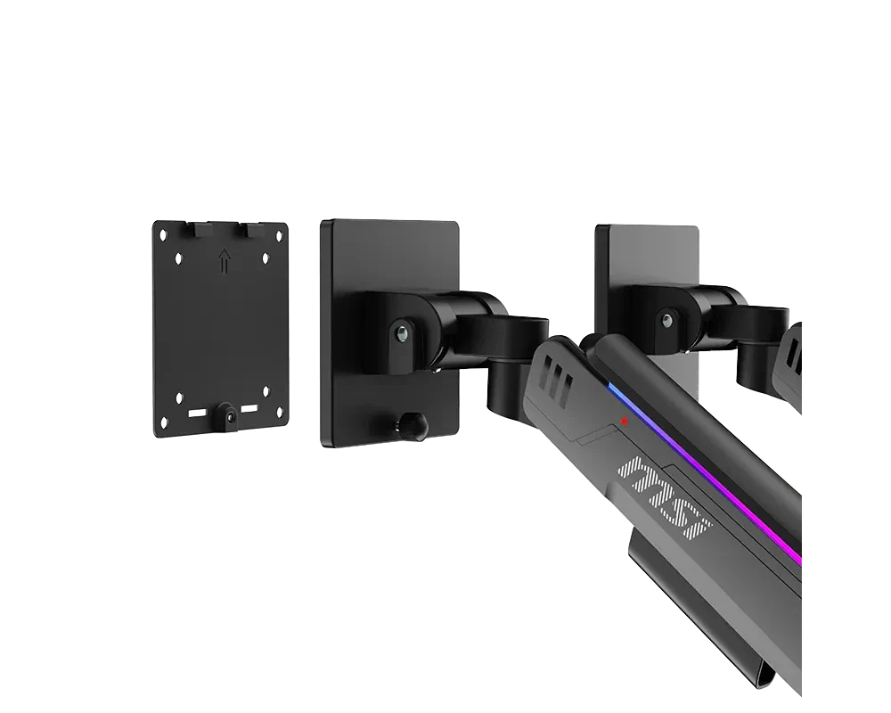 MSI MPG MT201DRG Dual Monitor Arm, Gas Spring, 35 Inch, Up to 20kg per Screen, VESA 75x75/100x100, RGB, Black – TechCure India
