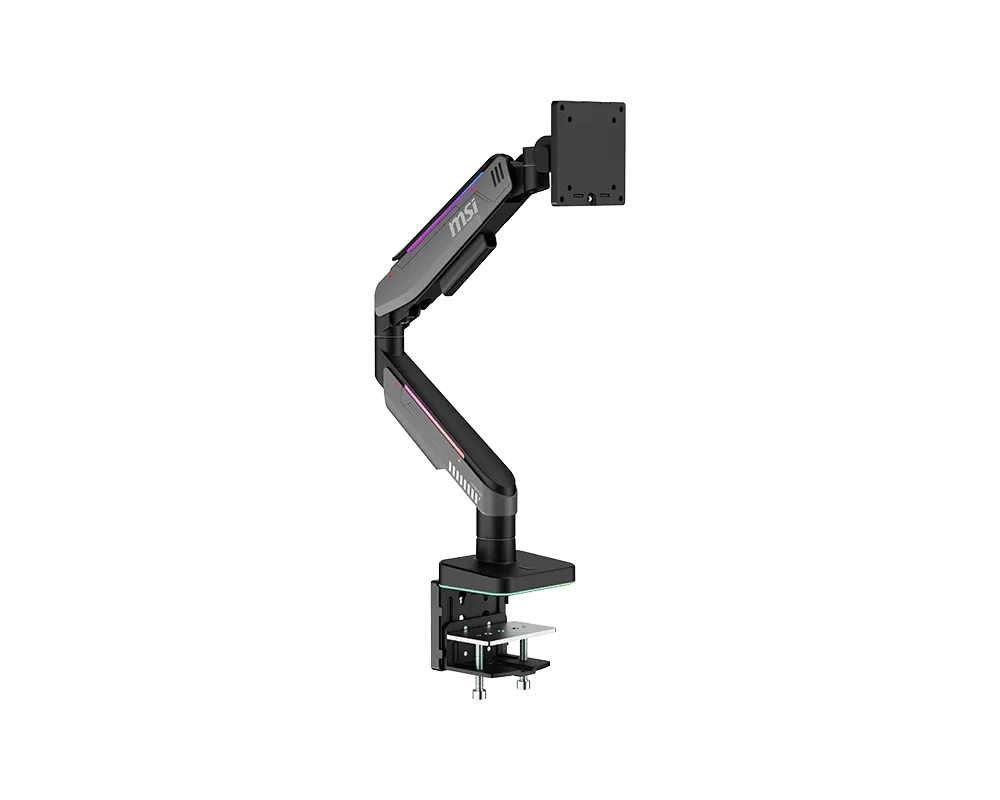 MSI MPG MT201RG Dual Monitor Arm, Gas Spring, 49 Inch, Up to 20kg, VESA 75x75/100x100, RGB, Black – TechCure India