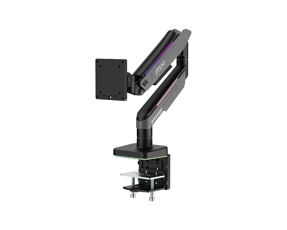 MSI MPG MT201RG Dual Monitor Arm, Gas Spring, 49 Inch, Up to 20kg, VESA 75x75/100x100, RGB, Black – TechCure India