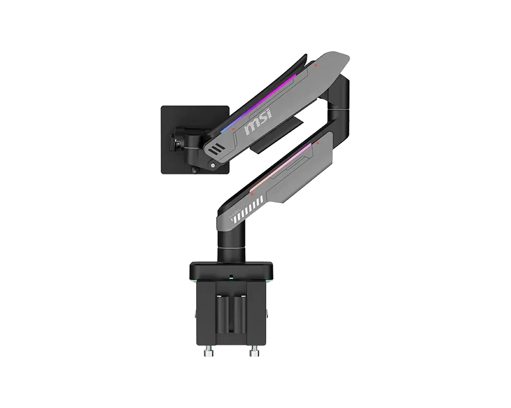 MSI MPG MT201RG Dual Monitor Arm, Gas Spring, 49 Inch, Up to 20kg, VESA 75x75/100x100, RGB, Black – TechCure India