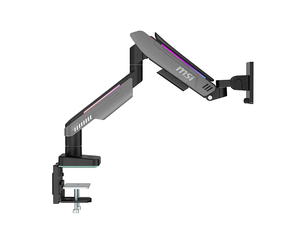 MSI MPG MT201RG Dual Monitor Arm, Gas Spring, 49 Inch, Up to 20kg, VESA 75x75/100x100, RGB, Black – TechCure India