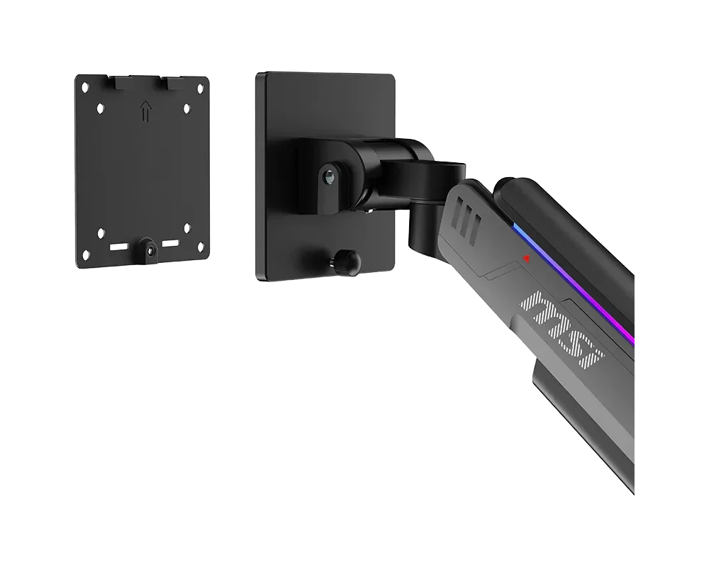 MSI MPG MT201RG Dual Monitor Arm, Gas Spring, 49 Inch, Up to 20kg, VESA 75x75/100x100, RGB, Black – TechCure India