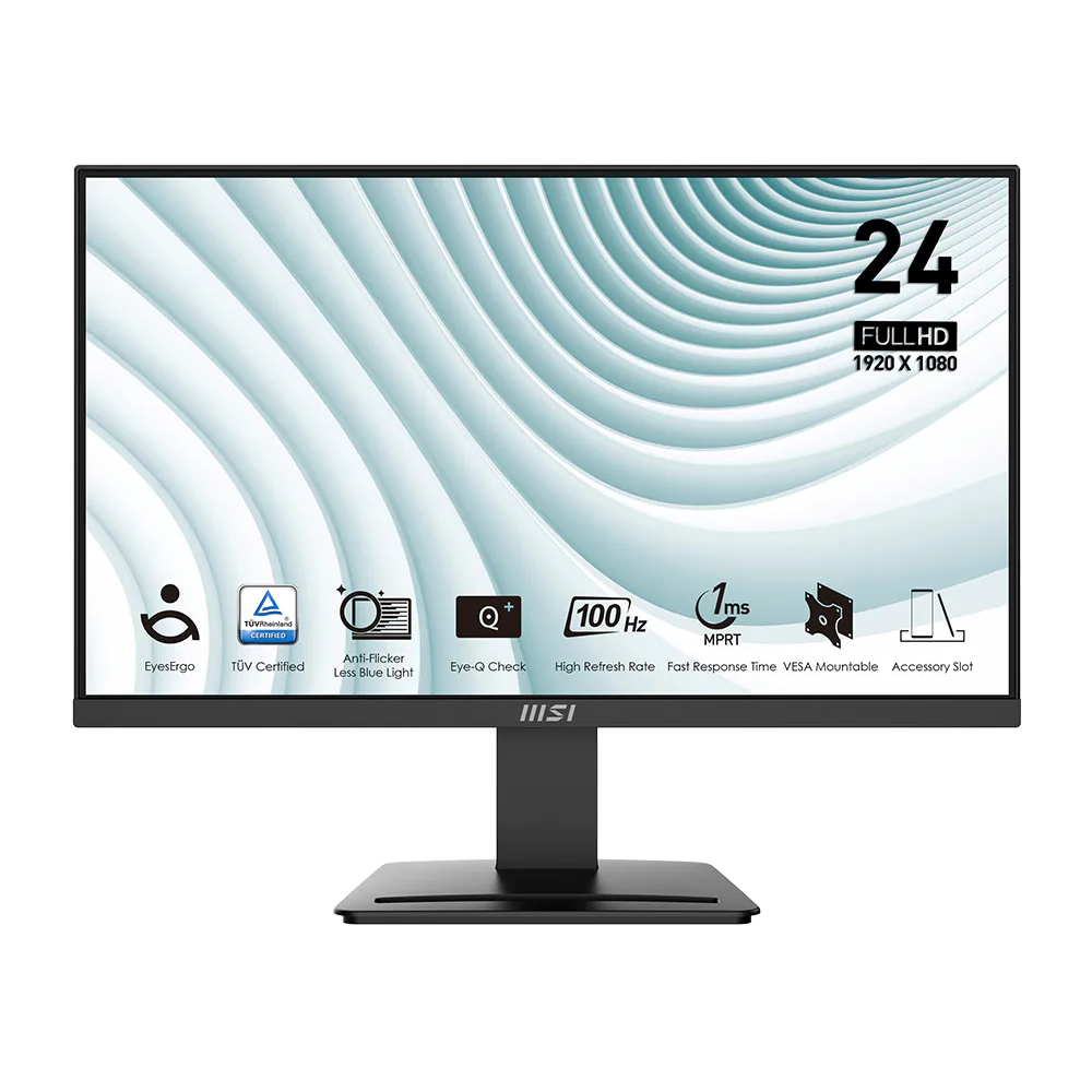 MSI PRO MP2412 24 Inch FHD 100Hz VA Panel 113% 1ms Adaptive Sync Business Monitor