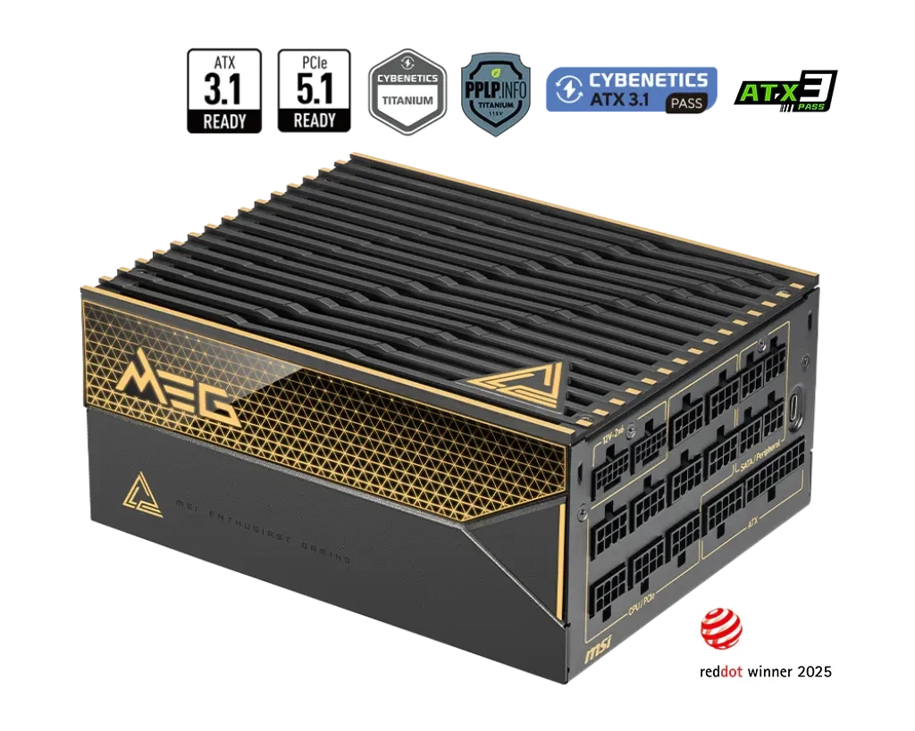 MSI MEG Ai1600T PCIE5 80 PLUS Titanium Power Supply – TechCure India