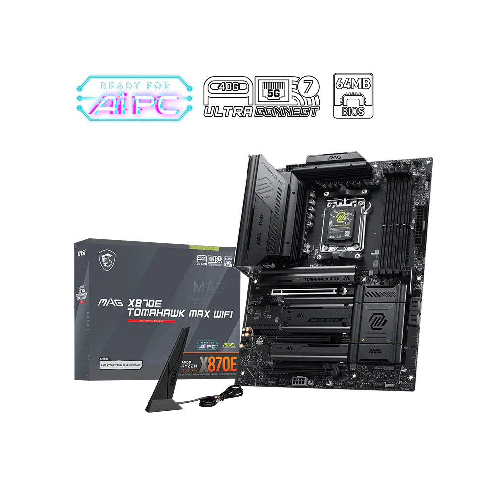 MSI MAG X870E Tomahawk Max Wifi7 DDR5 AMD Motherboard – TechCure India