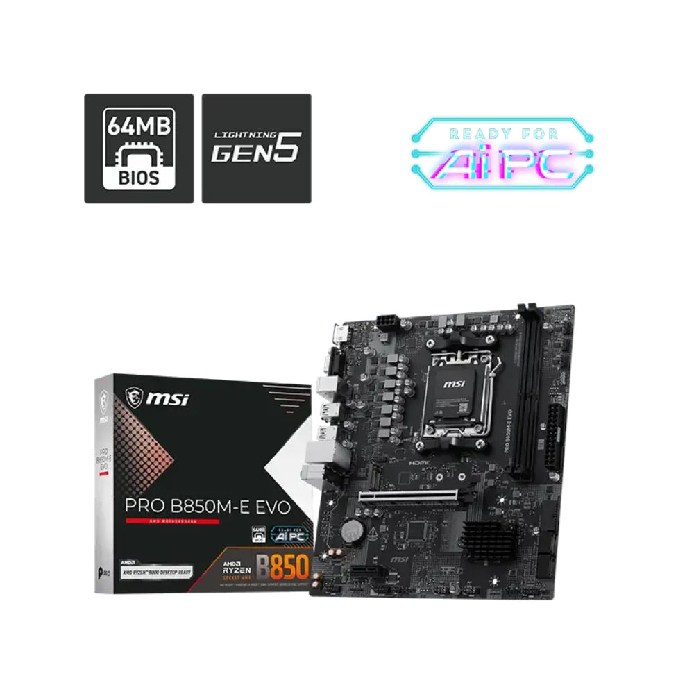MSI PRO B850M-E EVO DDR5 AMD Motherboard – TechCure India