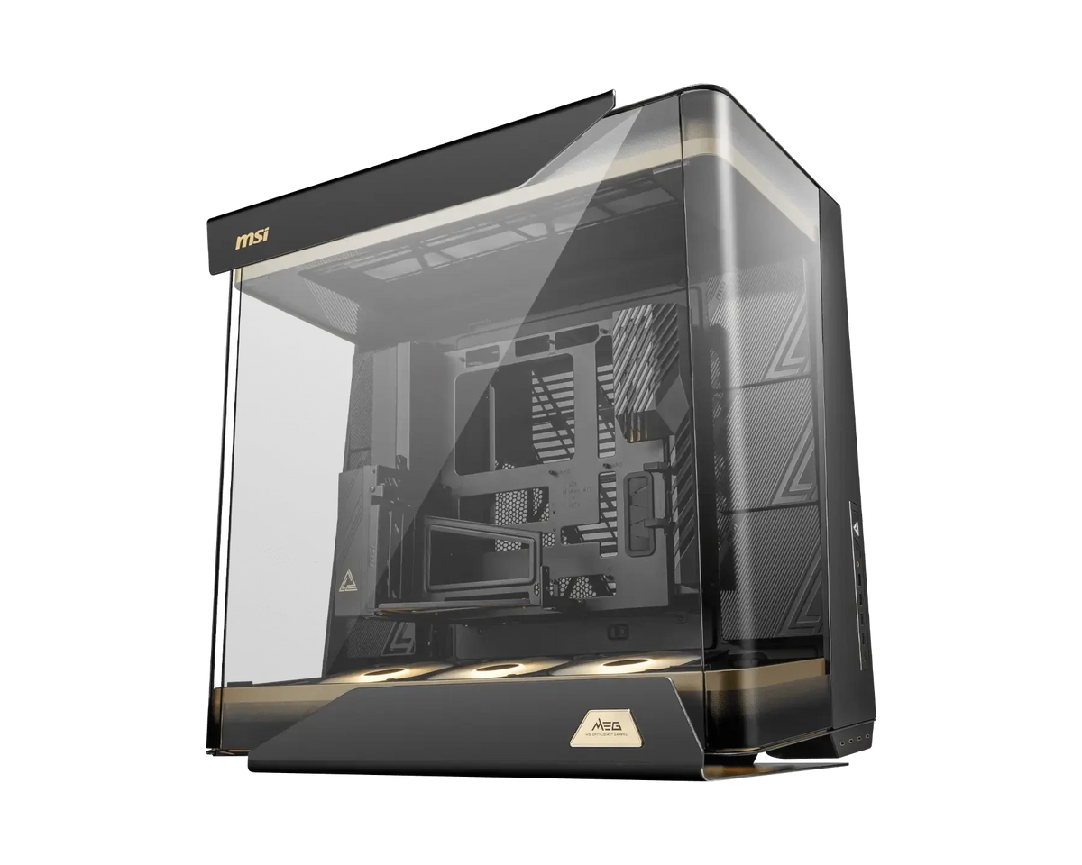 MSI MEG MAESTRO 900R Full Tower E-ATX PC Case, Triple-Sided Tempered Glass, PCIe 5.0 Riser Cable, 3 x 160mm ARGB Fans, Black – TechCure India
