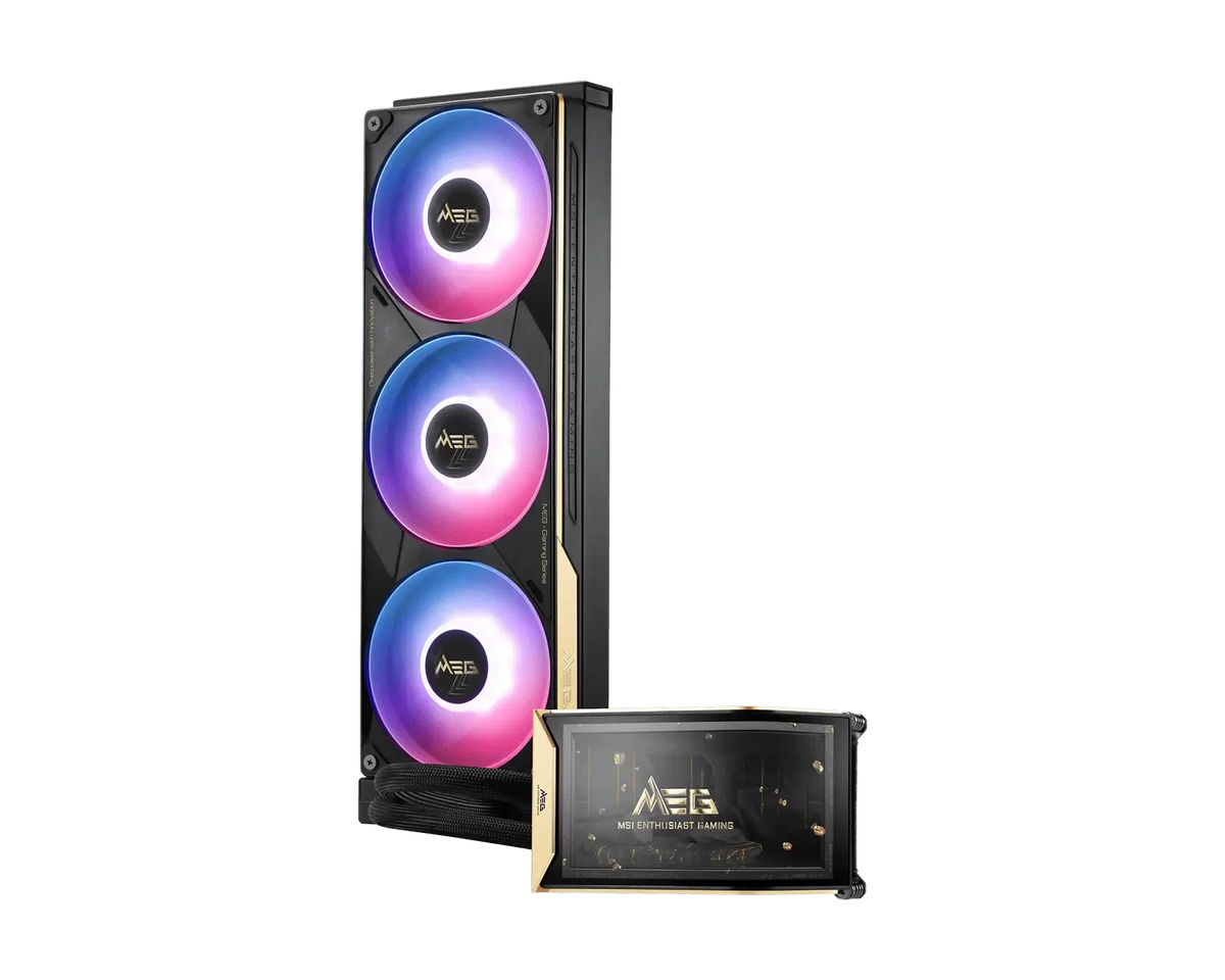 MSI MEG CORELIQUID E15 360 360mm AIO Liquid CPU Cooler, 6.67 Inch 2K AMOLED Display, ARGB, LGA 1700/1851, AM4/AM5, Gray – TechCure India