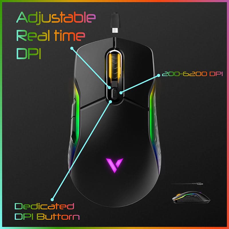 RAPOO OPTICAL GAMING MOUSE VT200 FEATURING IR SENSOR TECHNOLOGY WITH 6200 DPI – TechCure India